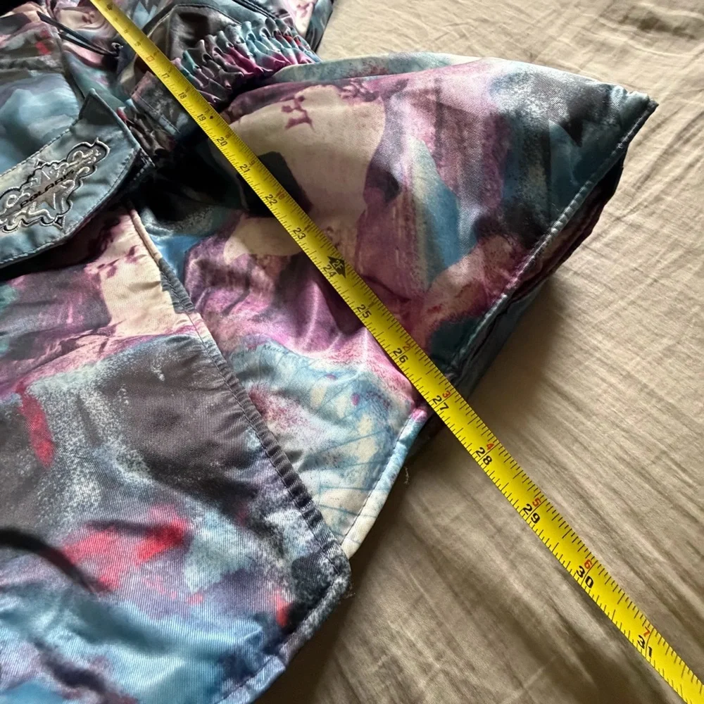 Vintage Polaris Snowmobile Puffer Jacket Thermoloft Abstract Map‎ Print